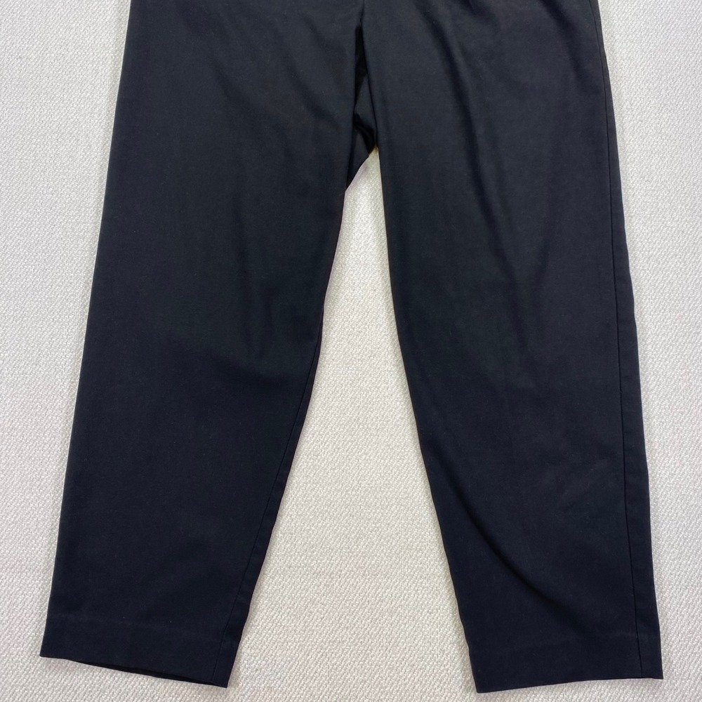 LOFT Tapered Ankle Pull On Dress Pants Womens Medium Black Pleated Front Career - Picture 2 of 13